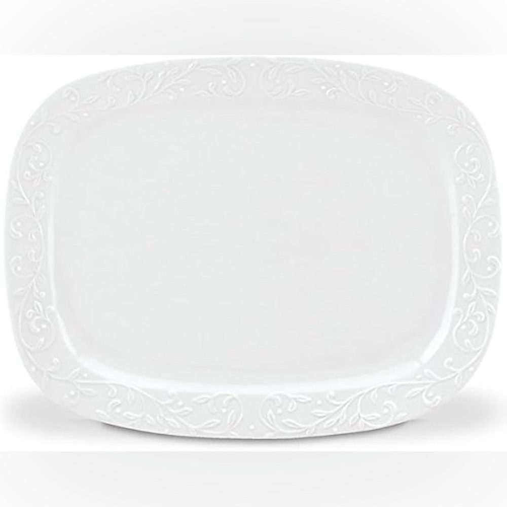 NWT Lenox Opal Innocence Carved Hors D'Oeuvres Tray